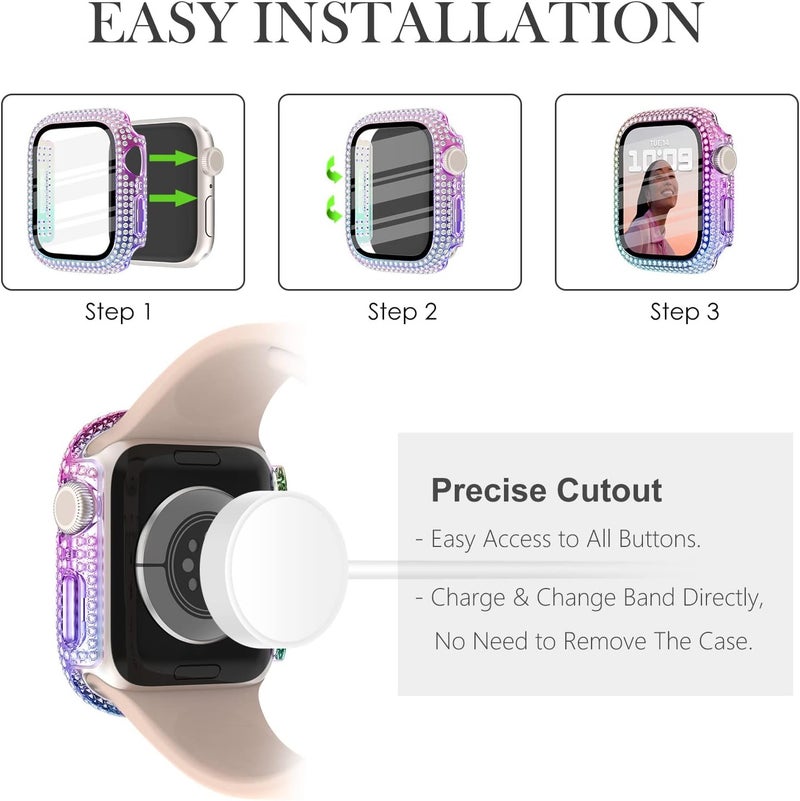 WINGLE 6 Pack for Apple Watch Case 38mm Series 3 2 1 with Screen Protector, Over 200 Bling Crystal Diamond Apple Watch Face Cover Bumper with Tempered Glass Protector for Women iWatch 3 2 1 38 mm - Image 5